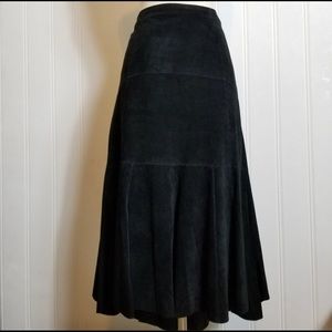 Cabi 100% Leather Suede midi skirt.
